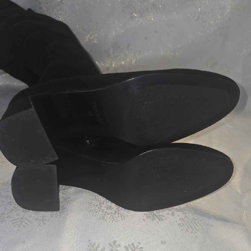 Zara Black Over-the-Knee Boots with Metallic Heel - Picture 10 of 13
